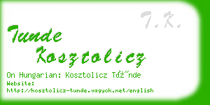 tunde kosztolicz business card